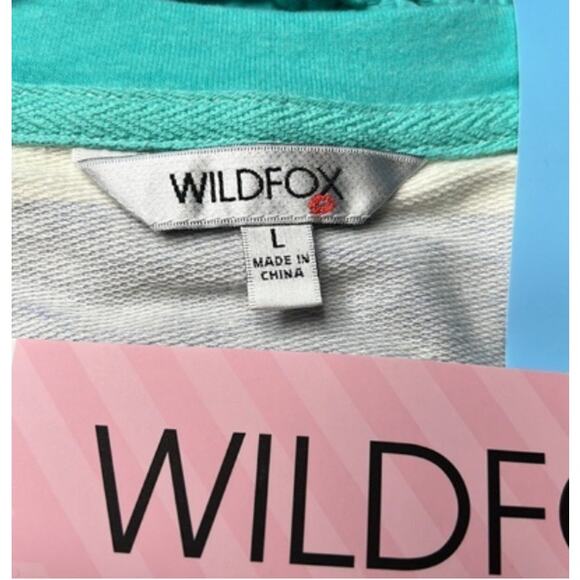 NWT Wildfox Sweat Shirt & Short lounge set super soft! blue stripe size large - Picture 4 of 6
